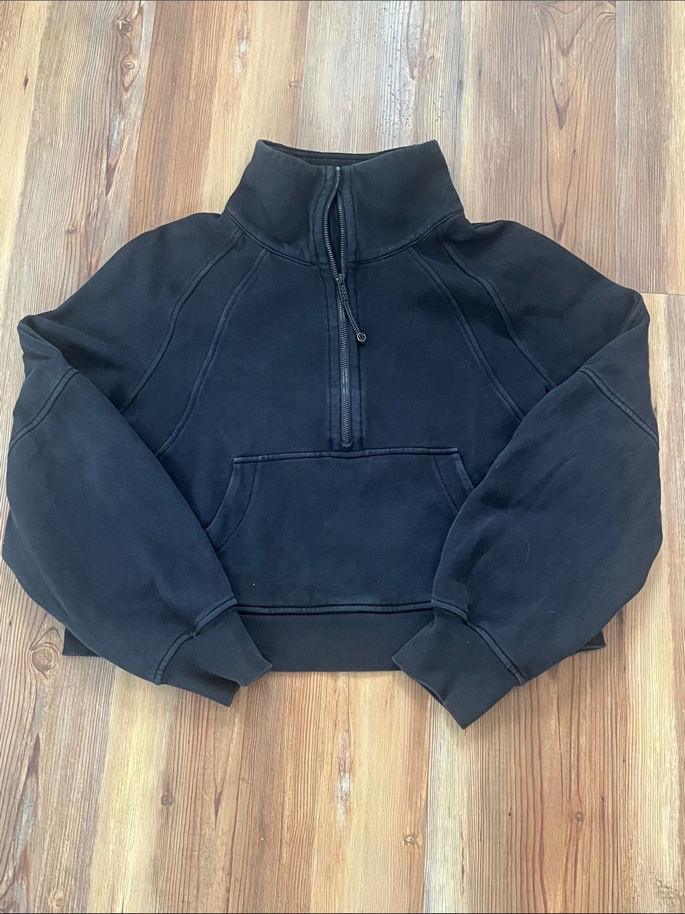 Lululemon Scuba Black Half-Zip Funnel Neck cropped Sweatshirt